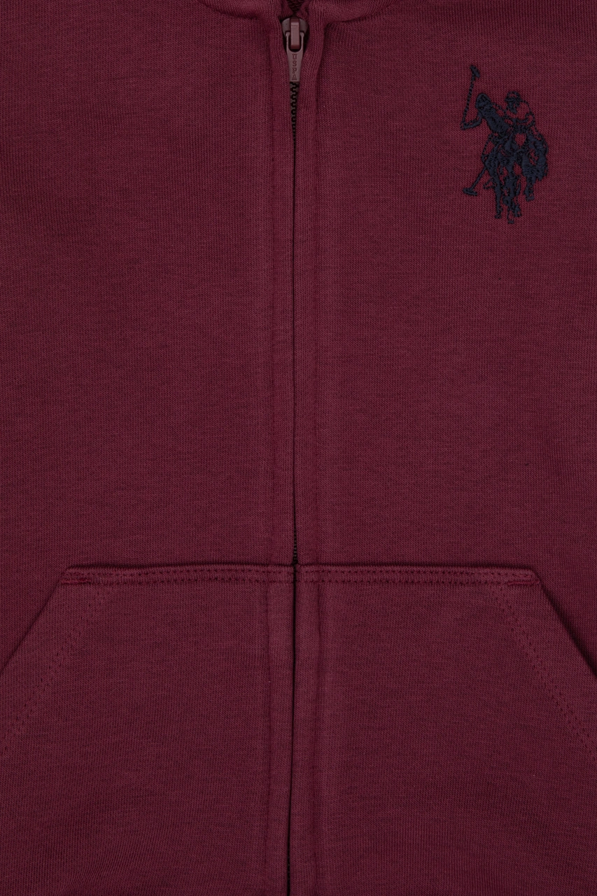 U.S. Polo Assn. Erkek Çocuk Bordo Fermuarlı Kapüşonlu Sweatshirt 50316706-VR177