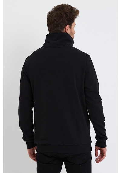 Polostate Erkek Dik Yaka 3 İplik Sweatshirt Siyah