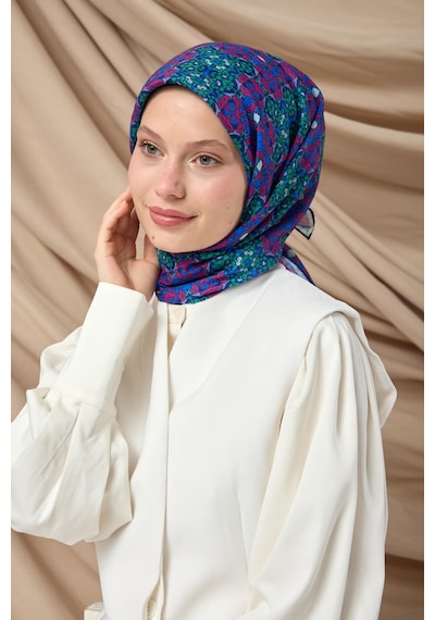 Silk Home Soft Eşarp 73093-06 Saks, Yeşil, Çilek Kırmızısı, Mavi