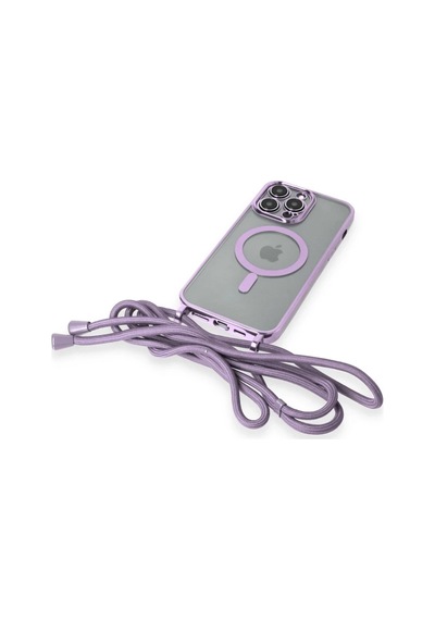 Apple İphone 13 Pro Kılıf Divo Lazer Askılı Magsafe Kapak - Lila 0.2M-Çok Renkli