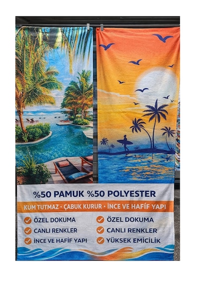 Bilmar Plaj Havlusu 70 X 140 Cm Kum Tutmaz - Hafif Ve Yüksek Emici X 2 Adet Çok Renkli
