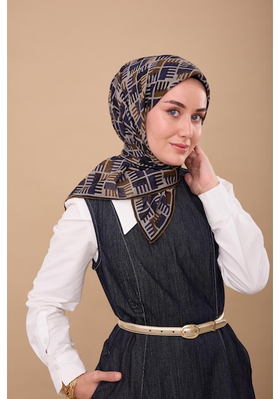 Silk Home Yaz Esintisi Eşarp 150001-12 Lacivert, Zeytin Kahve, Gri
