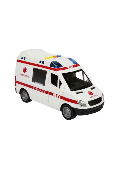 22 Cm Sesli Işıklı Pilli Polis Arabası Ve Ambulans - 1:16 Ölçek Oyuncak Kurtarma Araçlar Çok Renkli