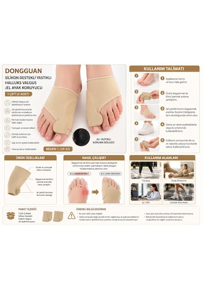 Silikon Destekli / Yastıklı Halluks Valgus İzolasyon Jel Ayak Koruyucu Ayak Parmak Ayırıcı Yumuşak Bunion Düzeltici Parmak Hizalama Ve Günlük Konfor Desteği 1 Çift Beden : L 39-43