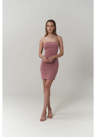 Mai Collection Mai Studios Co. Sunrise Pembe Sırt Dekolteli Kısa Triko Elbise Pembe