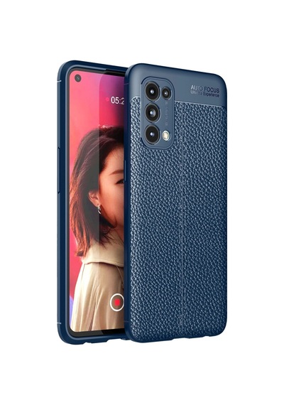Oppo Reno 5 Kılıf Auto Focus Kapak - Lacivert Düz Renkli