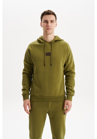 AR-MA Arma Erkek Regular Fit Kapüşonlu Fermuarlı Kanguru Cepli Sweatshirt Pamuk Polyester Karışım K30254628602 Haki