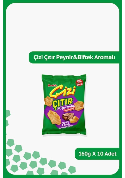 Çizi Çıtır - Peynirli&biftek Aromalı - Parti Boy - 160 Gram - 10 Adet