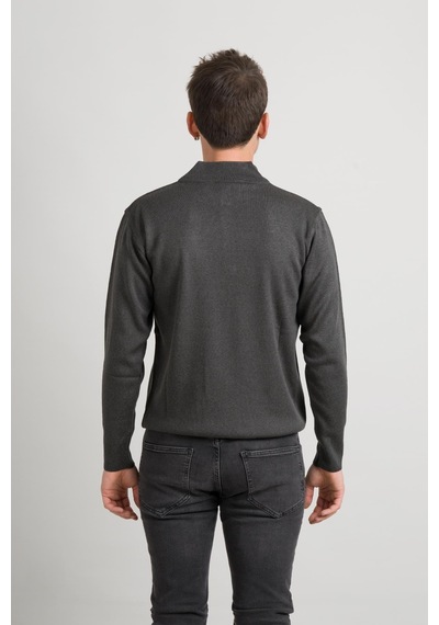 Regular Fit Yarım Balıkçı Fermuarlı Akrilik Viskon Karışımlı Erkek Triko Kazak 001
