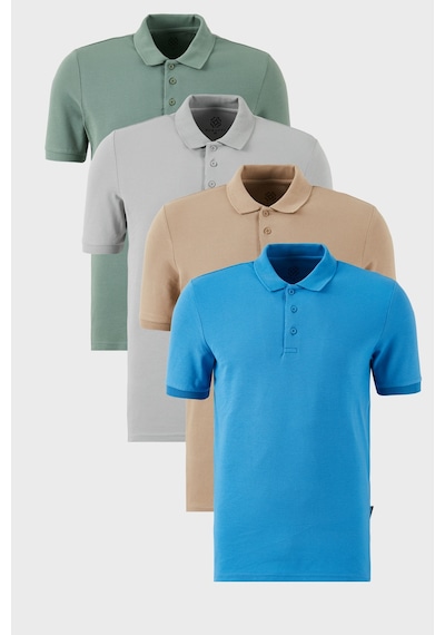 Buratti Pamuklu Regular Fit Düğmeli Polo Yaka 4'Lü Paket Erkek T Shirt 5902127S4 Elma Yeşili-Koyu Mavi-Kül-Vizon