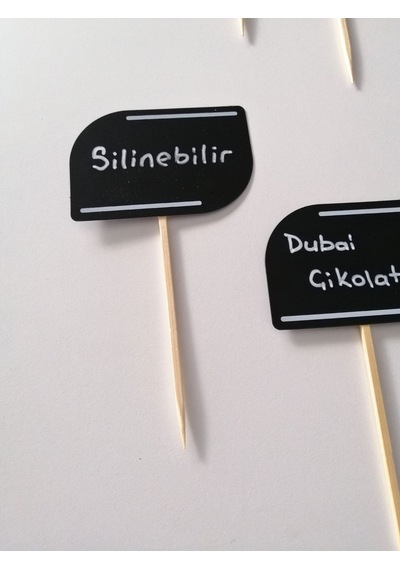 10 Adet Silinebilir Karatahta Dekoratif Siyah Etiket Saplama Çubuklu