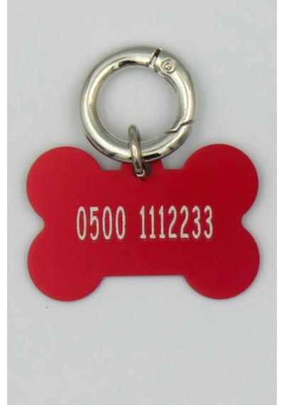 Kişiye Özel Köpek İsimli Künye- Metal- Paslanmaz, Kararmaz-köpek İsimlik-tasma Kırmızı-tek Ebat