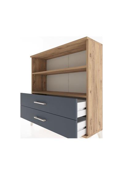 Arges Şifonyer 2 Raflı 2 Çekmeceli 88x30x96 Çam-antrasit Atlas Çam