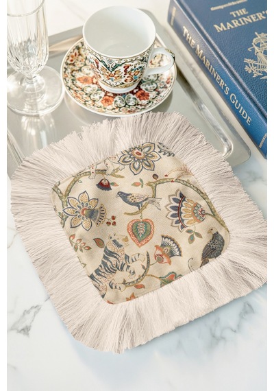 Hint Hint Kaplan Çiçek Kuş Saçaklı Sunum Peçetesi - Vintage Bohem Krem Yeşil Bardak Altlığı Mendil Ayışığı Açık Hardal Hint Hint Kaplan Çiçek Kuş Saçaklı Sunum Peçetesi - Vintage Bohem Krem Yeşil Bardak Altlığı Mendil Ayışığı Açık Hardal