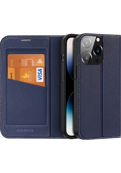 Dux Ducis iPhone Uyumlu 14 Pro 6.1 Kılıf Skin X2 Series Pu Deri Manyetik Kapaklı Kılıf Magnetic Folio Case- 5775 Siyah