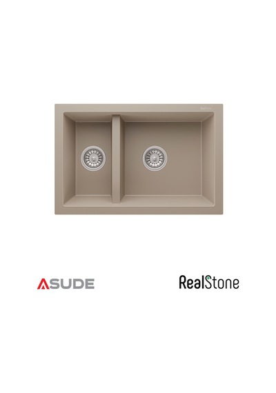 Realstone P018 Bergama 1.5 Göz Granit Evye 700 460 Mm Cappuccino Siyah