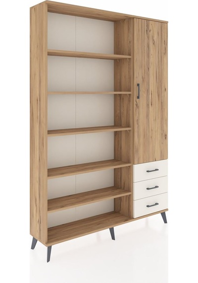 Arges Dolap 9 Raflı 3 Çekmeceli Tek Kapaklı 132x30x195 Çam-çam/aytaşı Atlas Çam/aytası