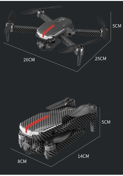 C13s Ultra Karbon Desenli Çift Kameralı Drone 360 Roll, Tek Tuş Kalkış/iniş, Hd Kamera