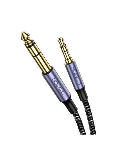 Moswag 6.35 Mm 1/4 İnç Erkek - 3.5 Mm Aux Erkek Örgülü Ses Kablosu