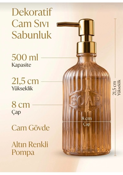 Lavin Dekoratif Gold Sabunluk Deterjanlık Altın