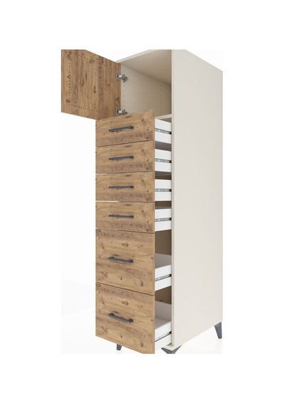 Kronos Dolap Tek Raflı 6 Çekmeceli Tek Kapaklı 44x59x182 Aytaşı-çam Aytası