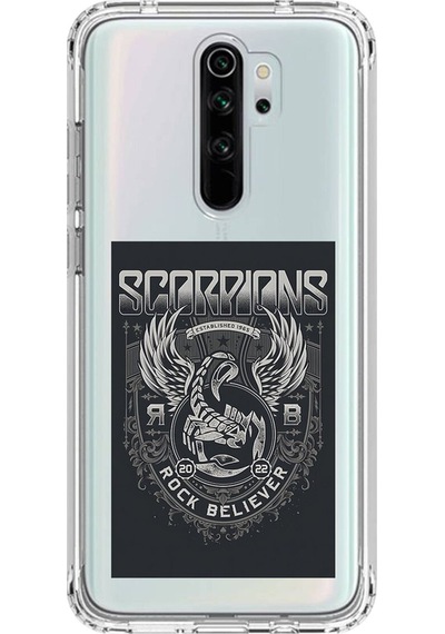 Xiaomi Redmi Note 8 Pro Uyumlu Şeffaf Kılıf Scorpions Tasarımlı