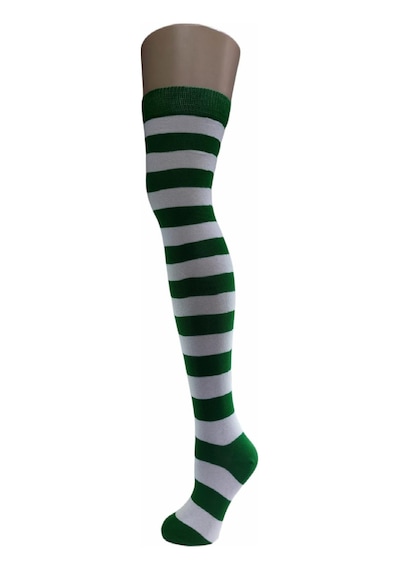 Design Socks Desing Çember Desenli Dikişsiz Dizüstü Çorap-Yeşil