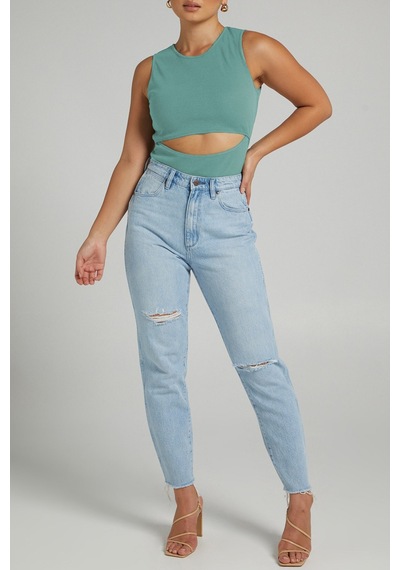 Madmext Mint Yeşili Yırtık Detaylı Basic Bodysuit-mint Yeşili Mint Yeşili
