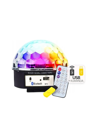 Ayt Ledx Gm-0803b Sihirli Led Dönen Disko Topu Hoparlör Kablosuz Usb Mp3 Bluetooth Kumandalı 360 Derece Gece Lambası