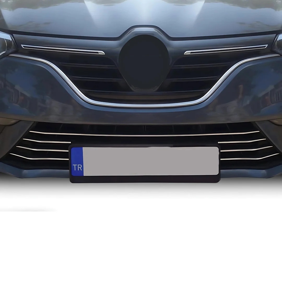 Renault Megane 4 Ön Tampon Alt Çıta - Krom 7 Parça 2016-2020 Arası, Hb/sd