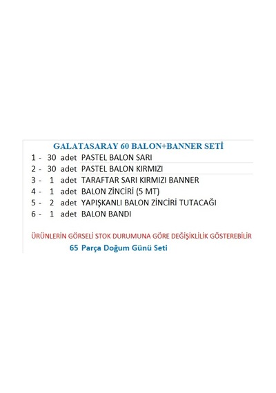 Galatasaray 60 Balon+banner Seti