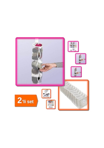 5 Adet Dolap İçi Asılabilir Temiz Çorap Düzenleyici + 11 Gözlü Akordiyon Çekmece Organizer - 2li Set Belirtilmemiş
