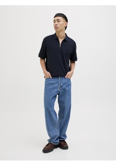 Jack & Jones Jjeaustın Zıp Polo Ss Noos Navy Navy