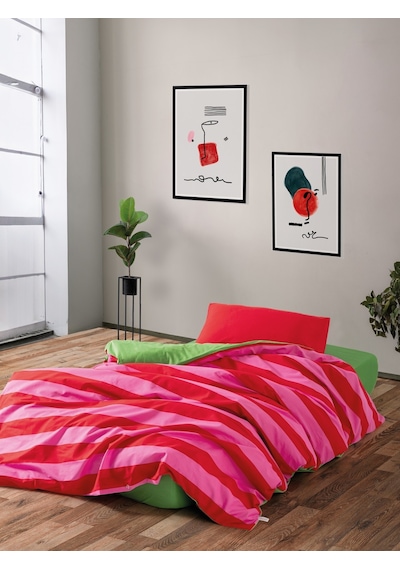 Cozy Home Popping Colors Tek Kişilik Lastikli Çarşaflı Nevresim Takımı Cherie Yeşil