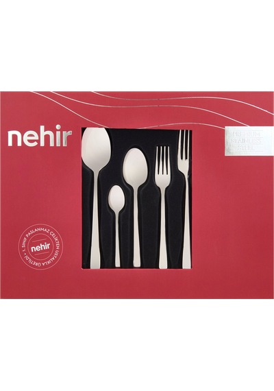 Nehirr Sultan Sade 30 Parça Çatal Kaşık Seti - Gri Çok Renkli