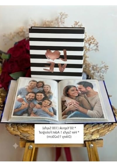 Renkli Love Desenli Fotoğraf Albümü, 100 Fotoğraf Kapasiteli