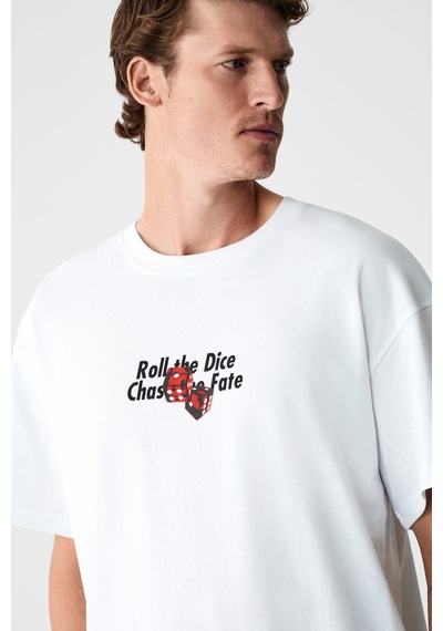 Grımelange Dados Erkek Göğüs Ve Sırt Baskılı %100 Organik Pamuklu Bisiklet Yakalı Beyaz T-shirt Beyaz Grımelange Dados Erkek Göğüs Ve Sırt Baskılı %100 Organik Pamuklu Bisiklet Yakalı Beyaz T-shirt Beyaz