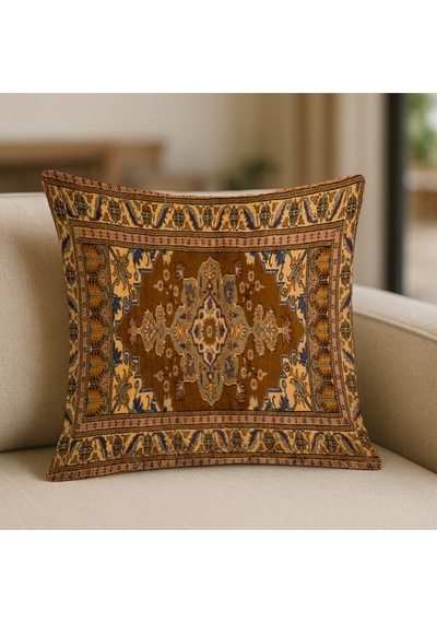 Turkıshrug Kıngdom Pers Halı Motifli Çift Taraflı 43x43 Cm Dekoratif Kırlent Kılıfı Klasik Ve Şık Salonlar İçin 43 X 43 Çok Renkli
