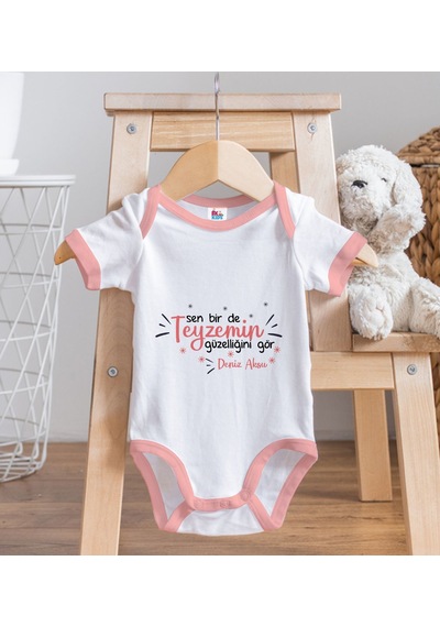 Bk Gift Bk Kids Kişiye Özel Pembe Bebek Body Zıbın - Model 55 3-6 Ay