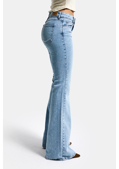 Itsbasic Kadın Ice 4s6-3 Mid Rise Flare Fit Esnek Kumaş Denim Jean Buz Mavi
