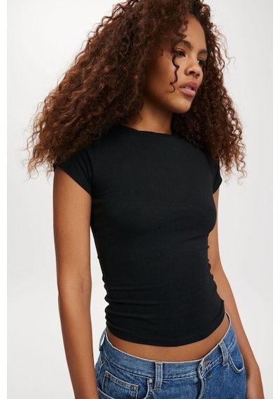 Siyah Bisiklet Yaka Basic Kadın T-shirt Mg2479 Siyah