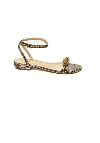 Fox Shoes U820020509 Leopar Bantlı Kadın Sandalet Leopar-suni Deri Leopar