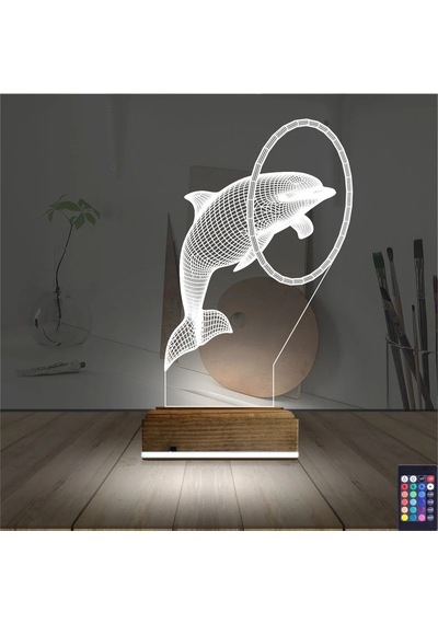Luvivia Yunus Balığı Çember 3d Lamba - Masa Gece Lambası Şeffaf