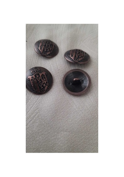Antık Bakır Metal Düğme 22 Mm 4 Adet
