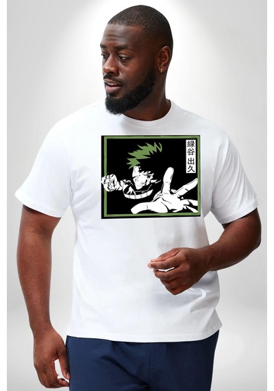 Angemiel My Hero Academia Dabi Anime Beyaz Büyük Beden Kadın Erkek Ünisex Basic Ön Baskılı Tişört Beyaz