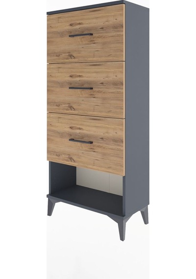 Arges Dolap 3 Çekmeceli 60x30x134 Antrasit-çam Antrasit