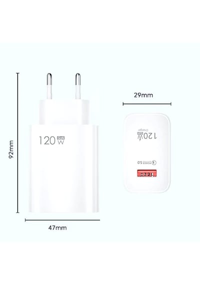 120w Usb Hızlı Type C Uçlu Kablolu Şarj Aleti Çok Renkli
