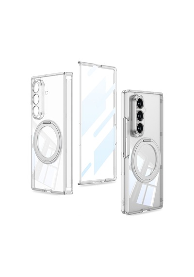 Samsung Galaxy  Uyumlu,  Z Fold 8 Ultra M-safe Şarj Özellikli Zore Kıpta Kpt-02 Standlı Kapak Şeffaf