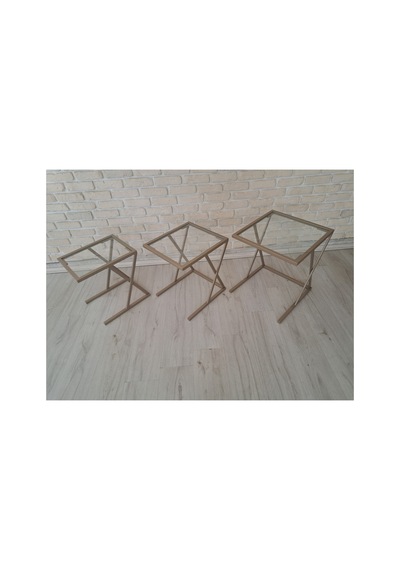 Şeffaf Camlı, Metal Zigon Sehpa Çok Renkli - 922788829 Çok Renkli