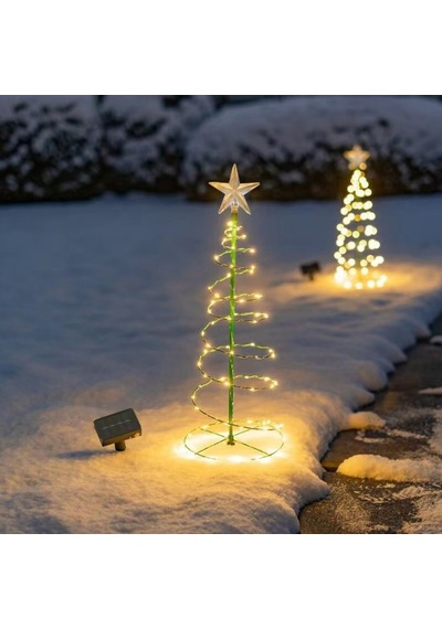 Güneş Enerjili Led Noel Yılbaşı Ağacı Bahçe Solar Balkon Teras Aydınlatması 68 Cm 8 Modlu Sıcak Beyaz